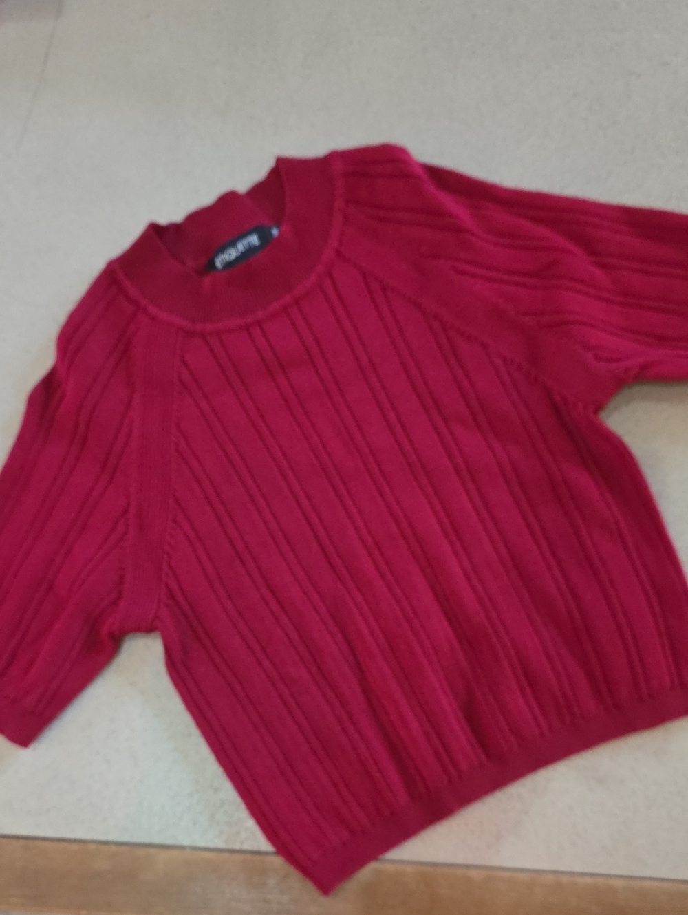 Etiquette Clothiers Raspberry Red Ribbed Crewneck Sweater